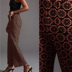 Maeve Black and Rust Wide-Leg Patterned Pants